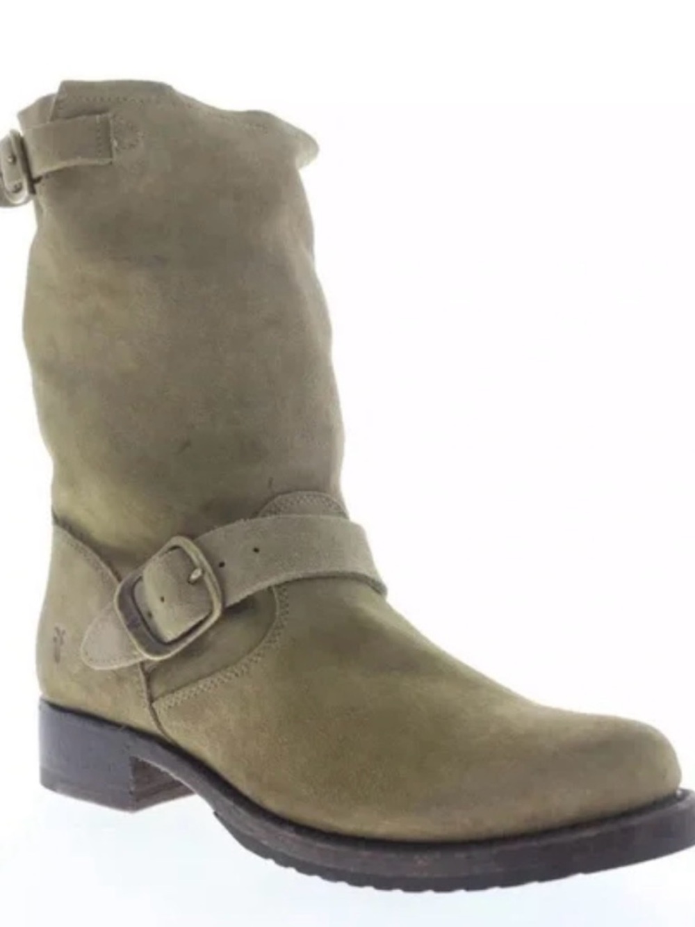 Frye Tan Suede Buckle Ankle Boots, Sz 11
